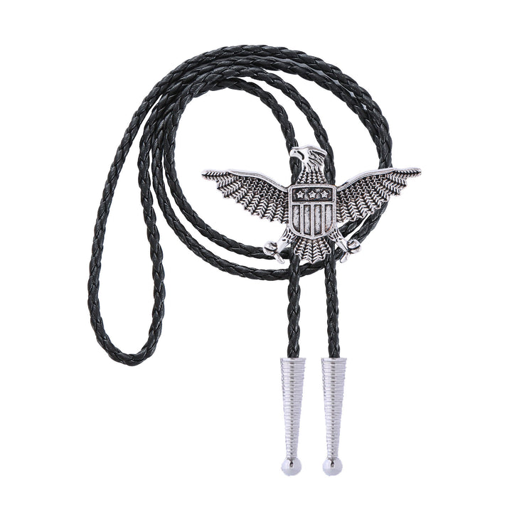 Bolo tie patriottico con aquila, stella e scudo dell'America occidentale. - image 11