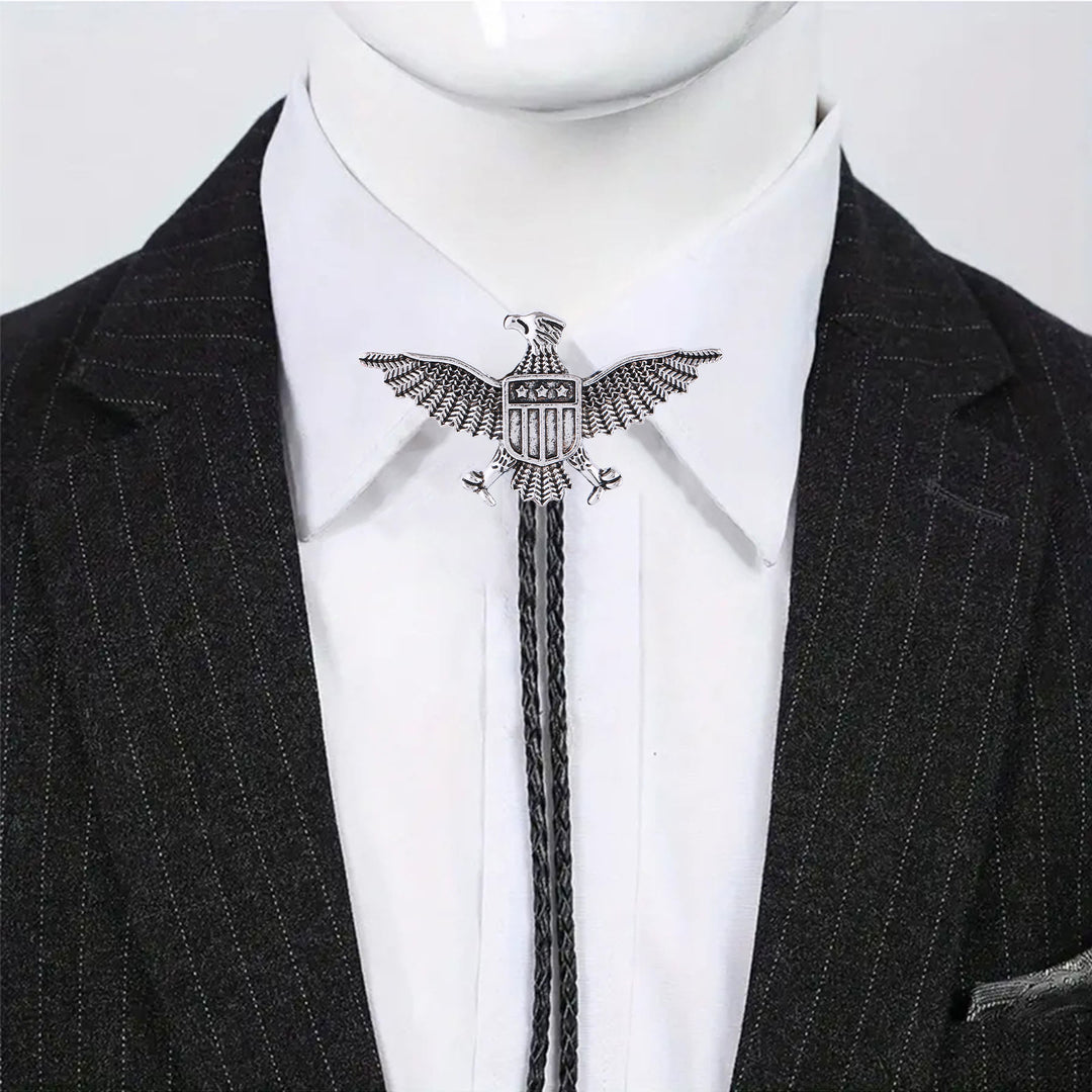 Bolo tie patriottico con aquila, stella e scudo dell'America occidentale. - image 8