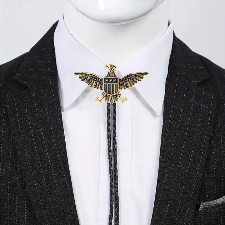 Bolo tie patriottico con aquila, stella e scudo dell'America occidentale. - image 3