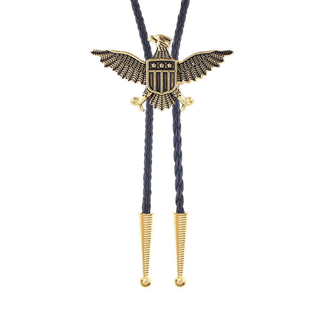 Bolo tie patriottico con aquila, stella e scudo dell'America occidentale. - image 5