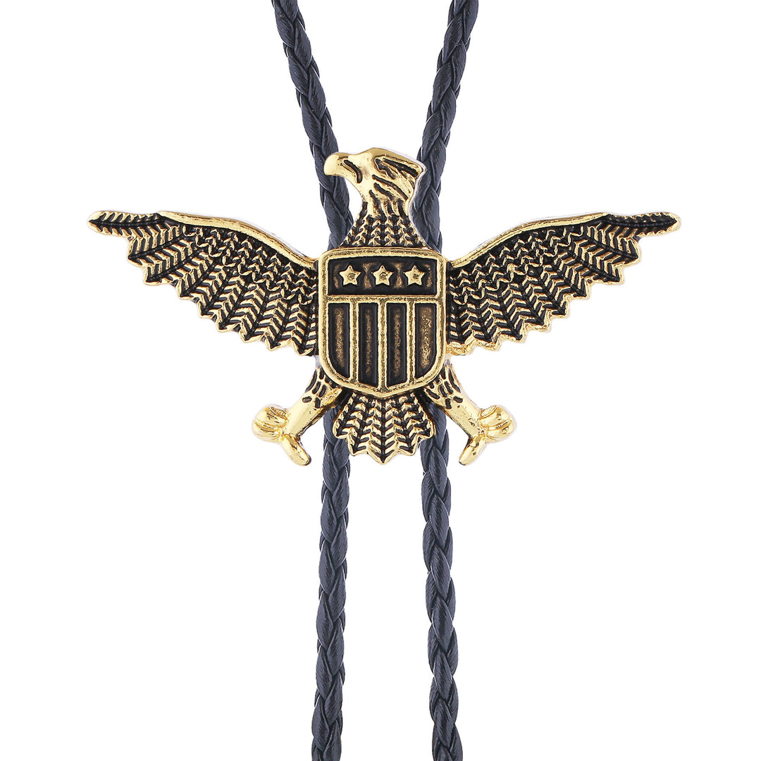 Bolo tie patriottico con aquila, stella e scudo dell'America occidentale. - image 4