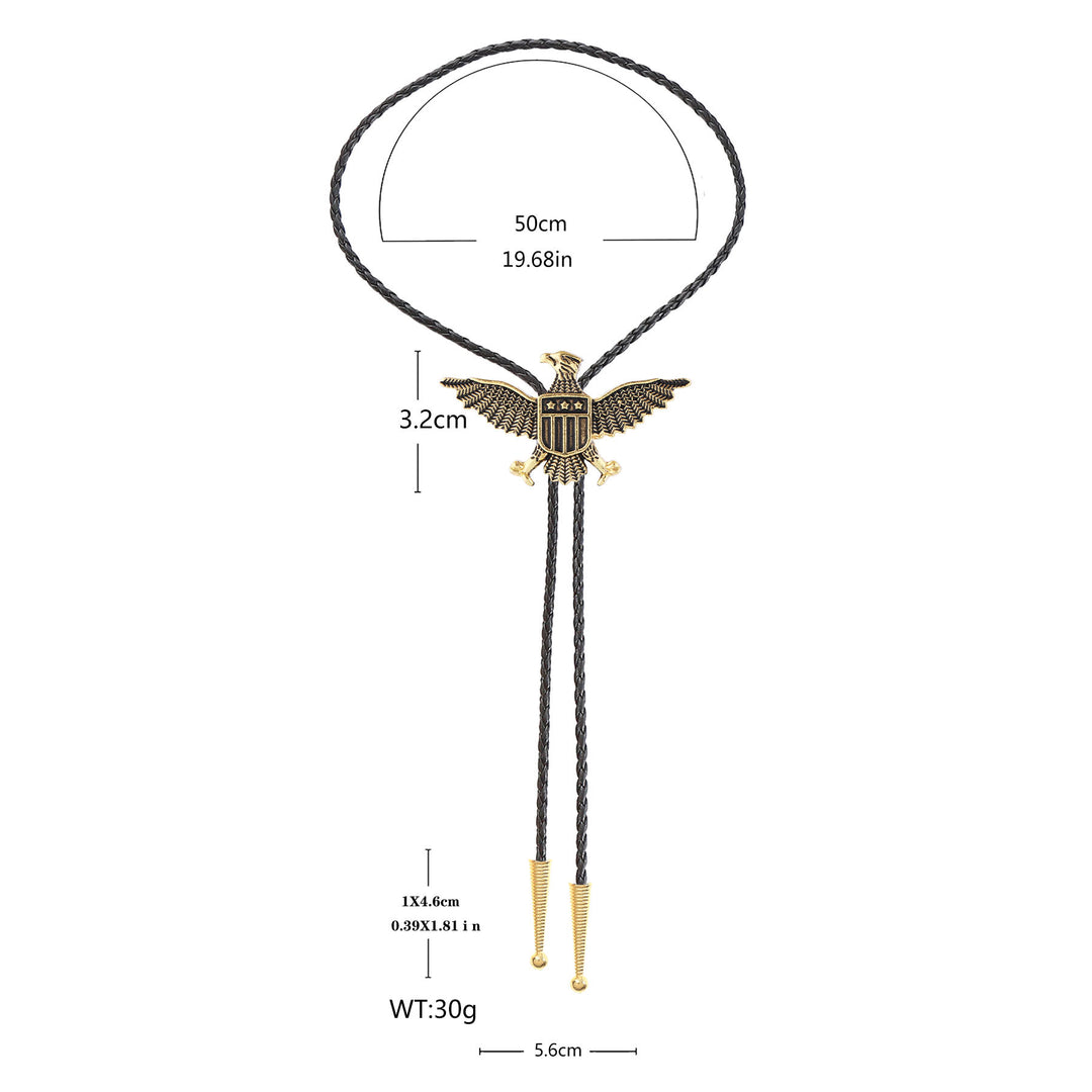 Bolo tie patriottico con aquila, stella e scudo dell'America occidentale. - image 7