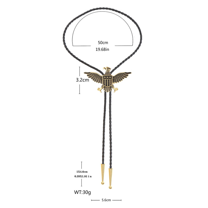 Bolo tie patriottico con aquila, stella e scudo dell'America occidentale. - image 7