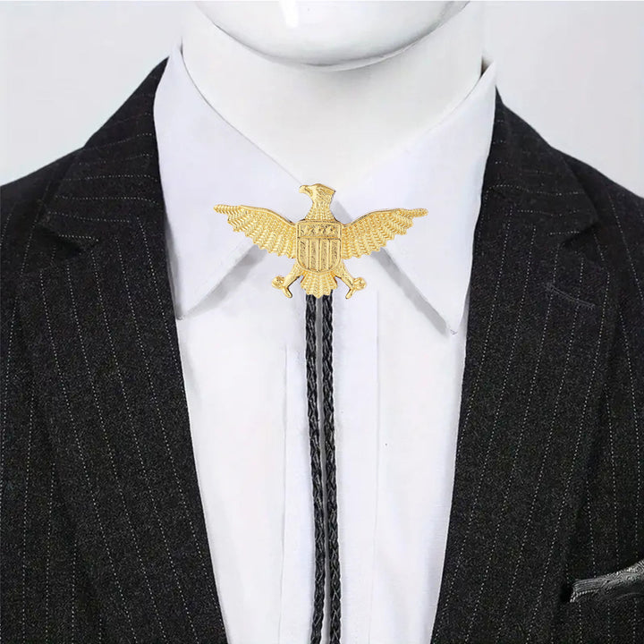 Bolo tie patriottico con aquila, stella e scudo dell'America occidentale. - image 13