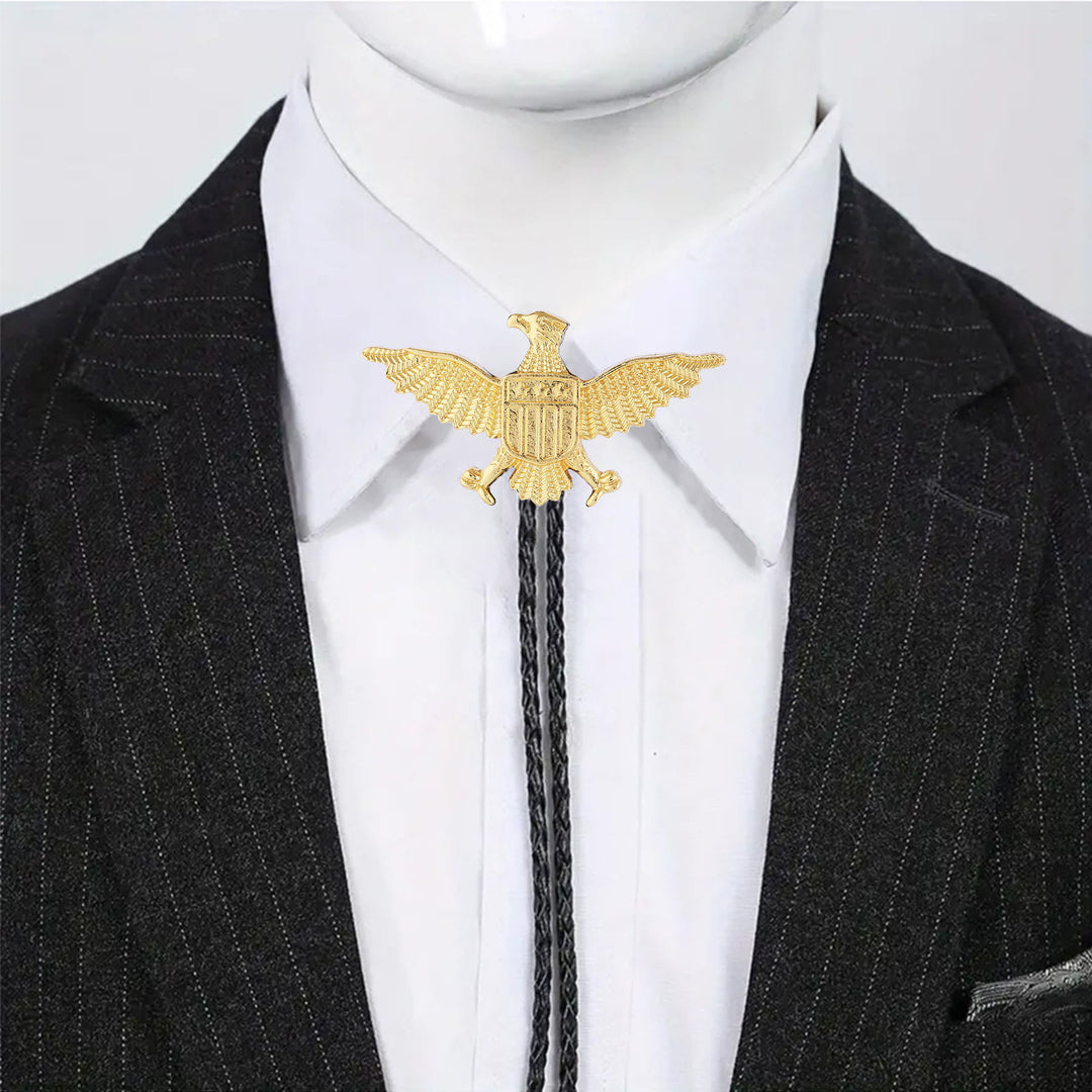 Bolo tie patriottico con aquila, stella e scudo dell'America occidentale. - image 13