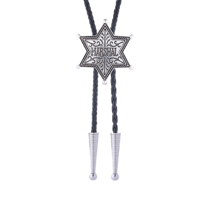 Cravatta bolo vintage Western Marshal con stemma a stella esagrammata e bolo. - image 3
