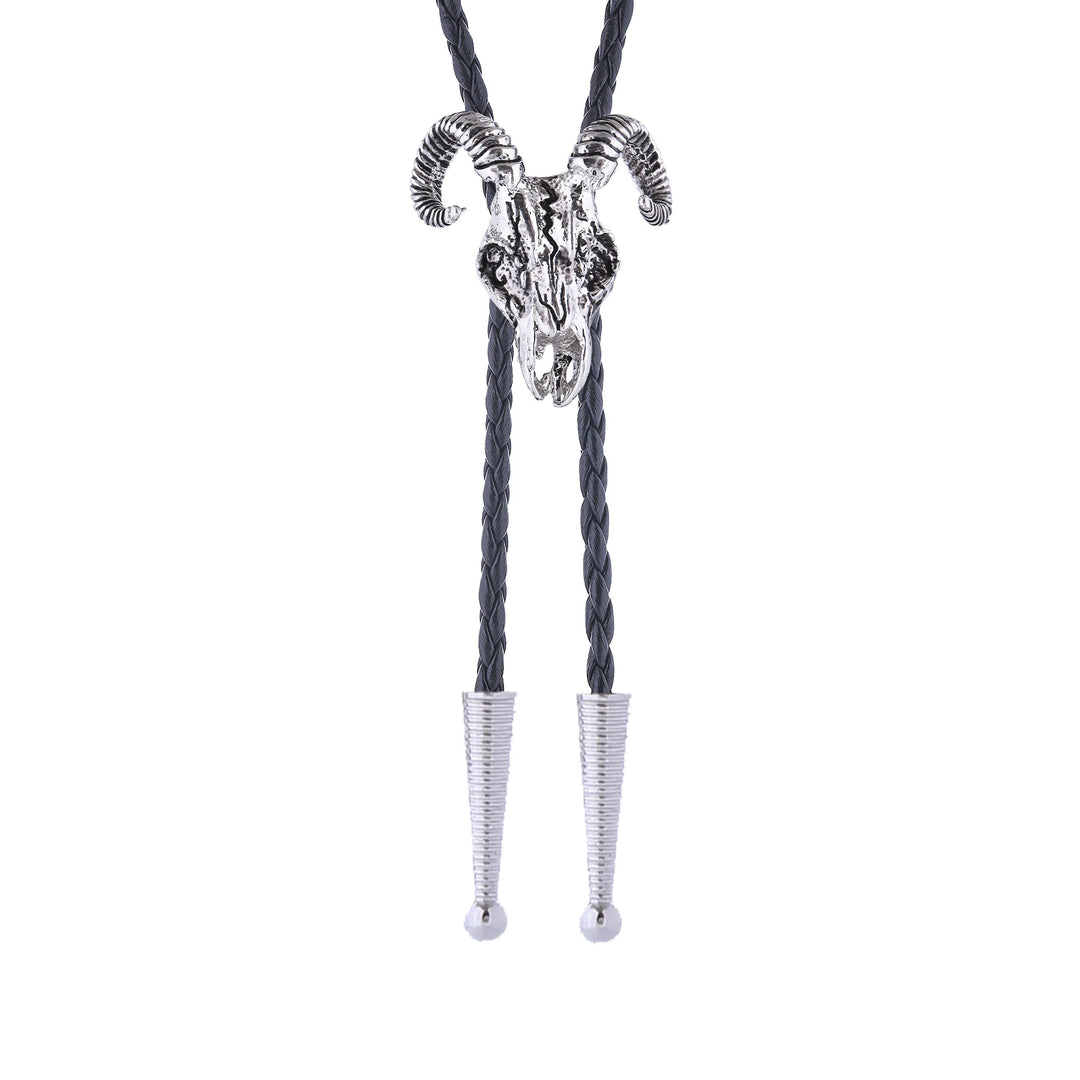 Cravatta bolo gotica con teschio di ariete dall'estetica dark. - image 11