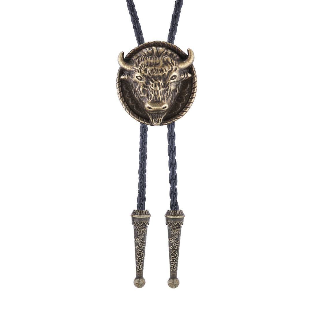 Cravatta Bolo Old West con medaglione con testa di bufalo - image 3