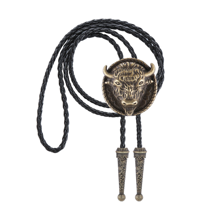 Cravatta Bolo Old West con medaglione con testa di bufalo - image 4