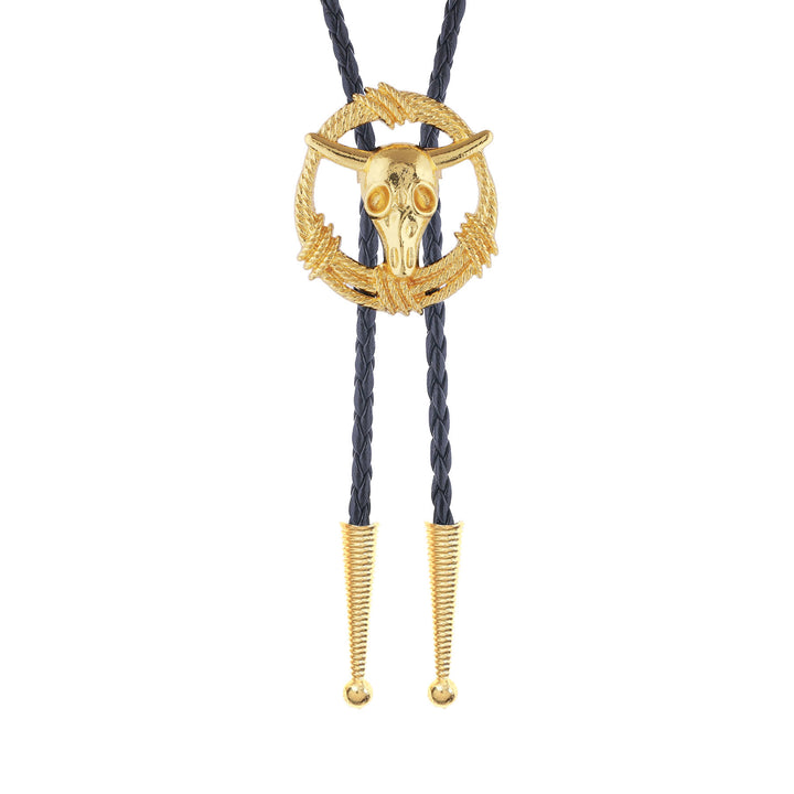 Cravatta bolo stile rock con teschio di toro e corda a corona. - image 7