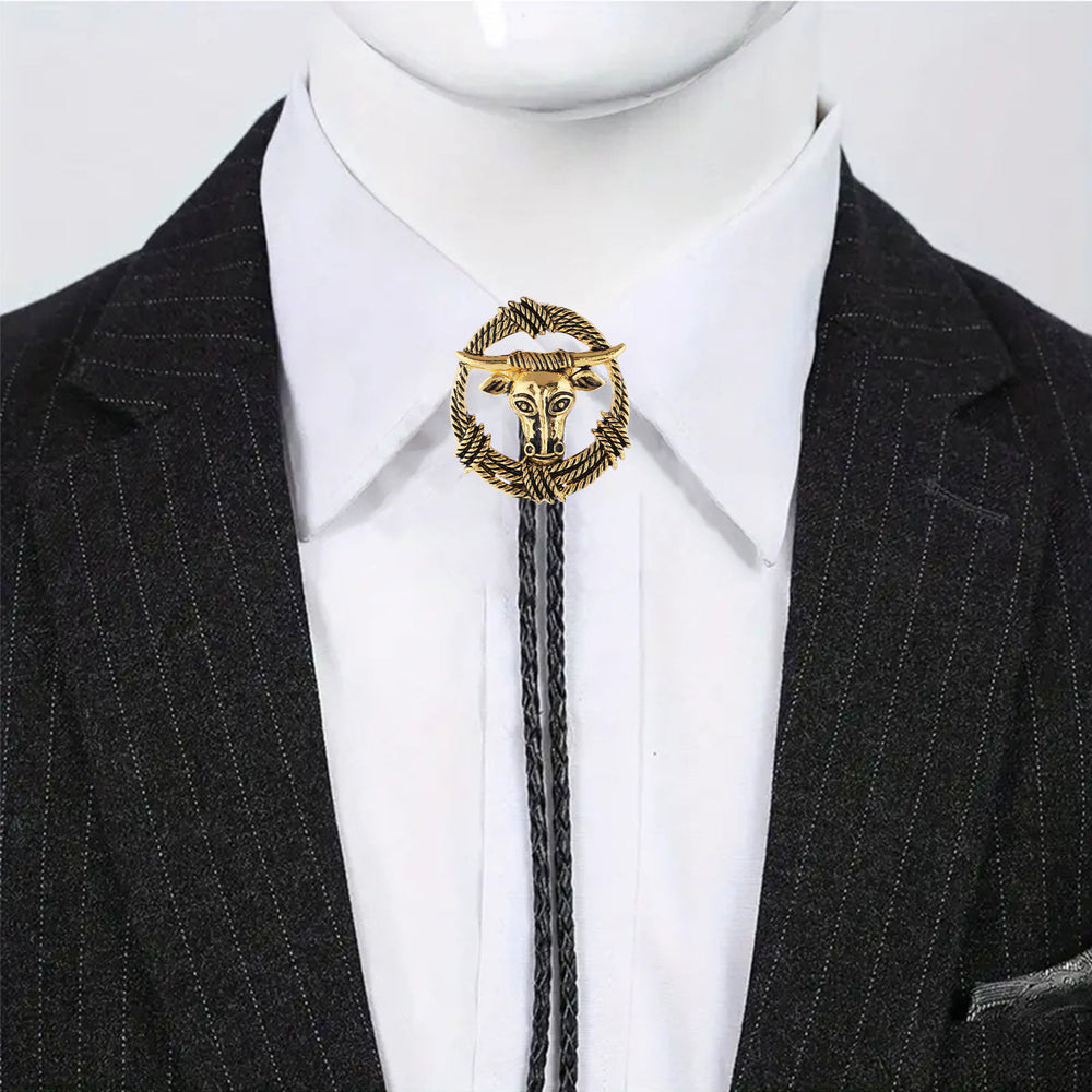 Cravatta bolo stile rock con ghirlanda di corda per toro Longhorn da rodeo - image 1