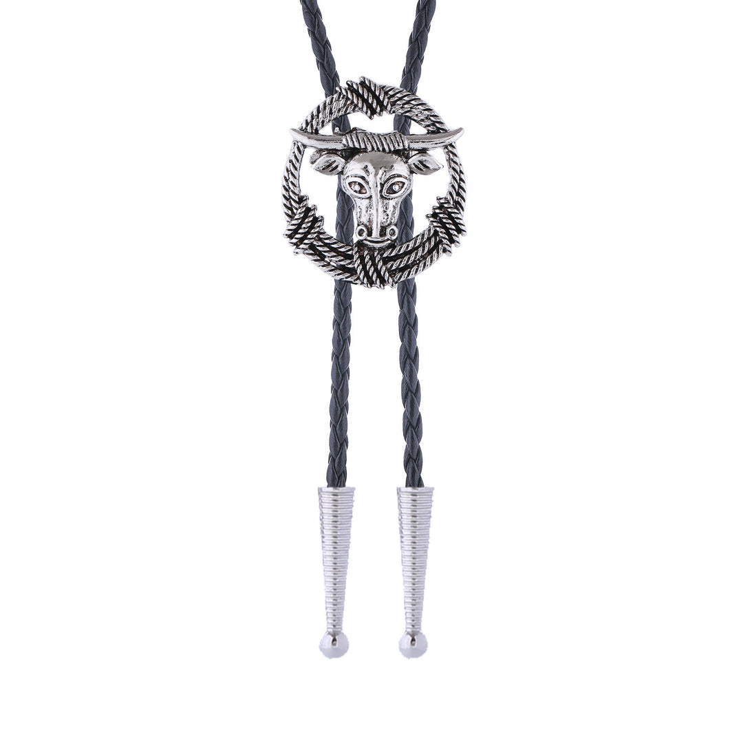 Cravatta bolo stile rock con ghirlanda di corda per toro Longhorn da rodeo - image 8