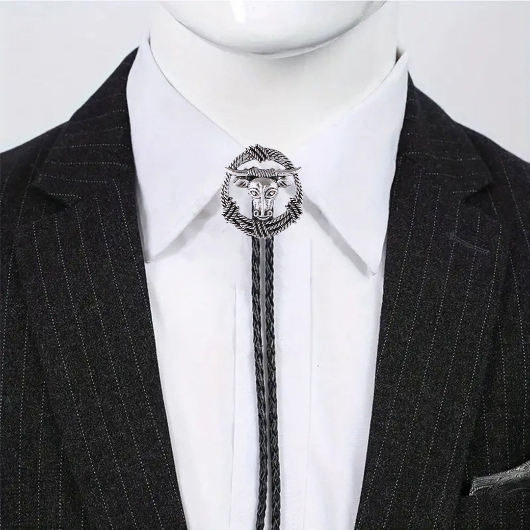Cravatta bolo stile rock con ghirlanda di corda per toro Longhorn da rodeo - image 7