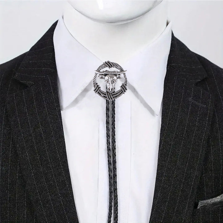 Cravatta bolo stile rock con ghirlanda di corda per toro Longhorn da rodeo - image 7