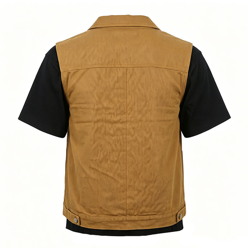Gilet da uomo in denim lavato stile vintage americano con doppie tasche. - image 9