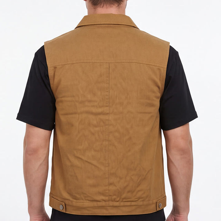 Gilet da uomo in denim lavato stile vintage americano con doppie tasche. - image 2