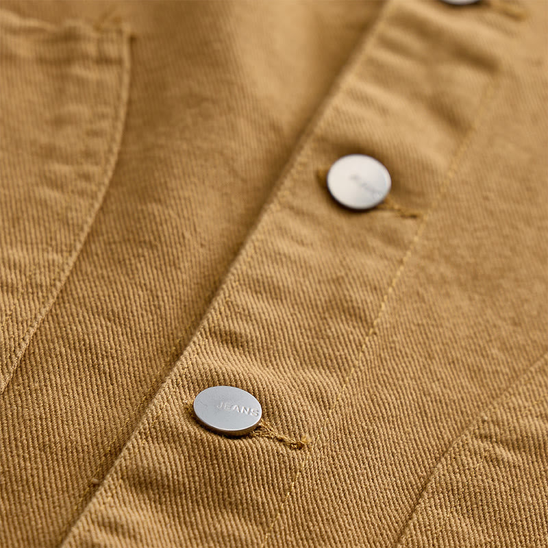 Gilet da uomo in denim lavato stile vintage americano con doppie tasche. - image 5