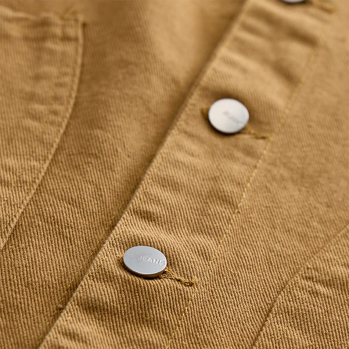 Gilet da uomo in denim lavato stile vintage americano con doppie tasche. - image 5