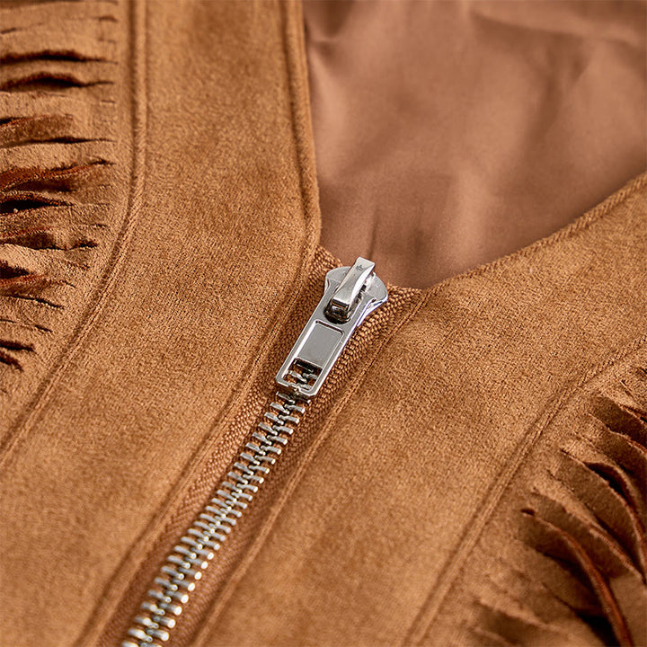 Gilet da uomo in pelle scamosciata con frange, stile western hippie - image 6