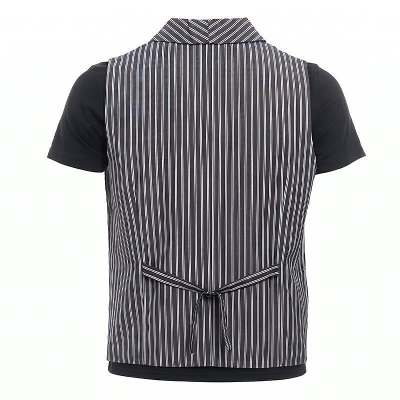 Gilet da uomo a righe grigie, stile gentiluomo, vestibilità slim, stile retrò - image 9