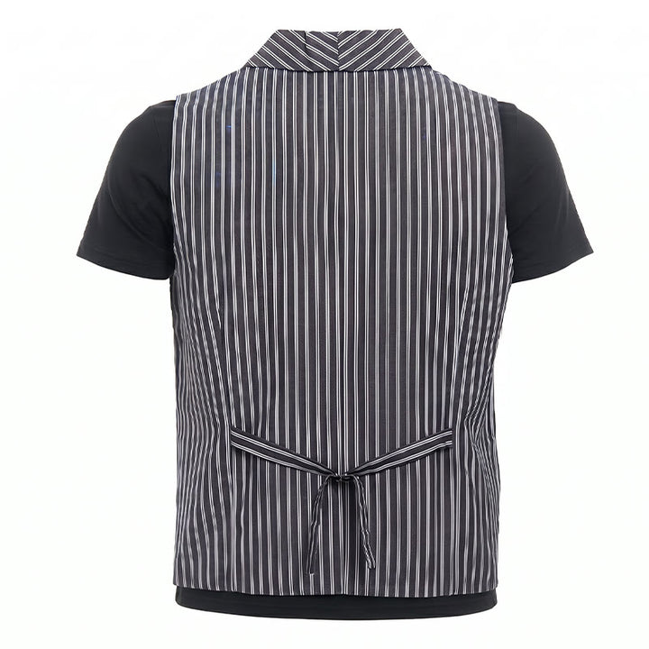 Gilet da uomo a righe grigie, stile gentiluomo, vestibilità slim, stile retrò - image 9