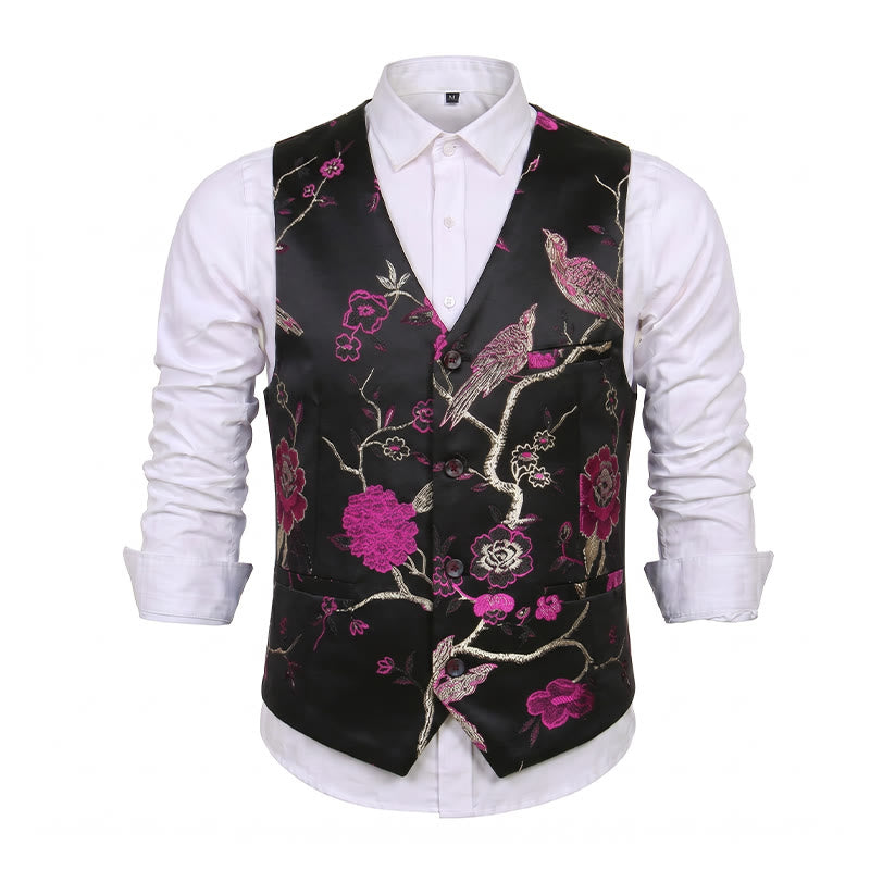 Gilet da uomo slim fit in jacquard con stampa floreale orientale - image 15