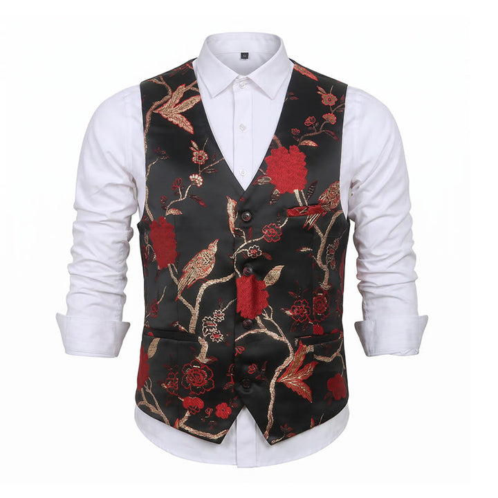Gilet da uomo slim fit in jacquard con stampa floreale orientale - image 11