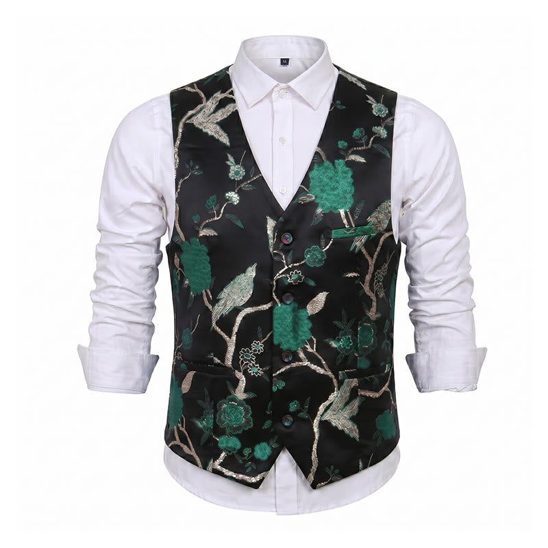 Gilet da uomo slim fit in jacquard con stampa floreale orientale - image 14