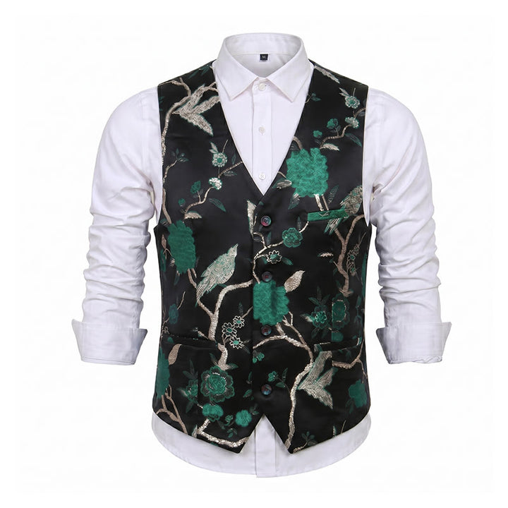 Gilet da uomo slim fit in jacquard con stampa floreale orientale - image 14