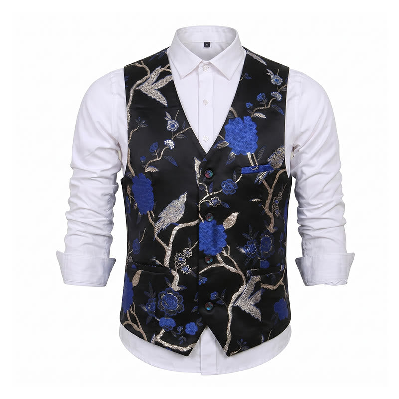 Gilet da uomo slim fit in jacquard con stampa floreale orientale - image 13