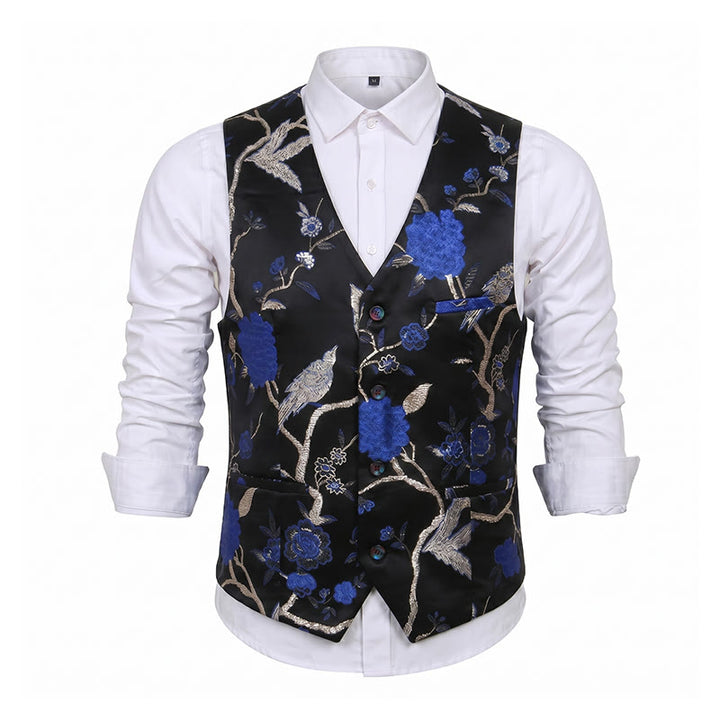 Gilet da uomo slim fit in jacquard con stampa floreale orientale - image 13