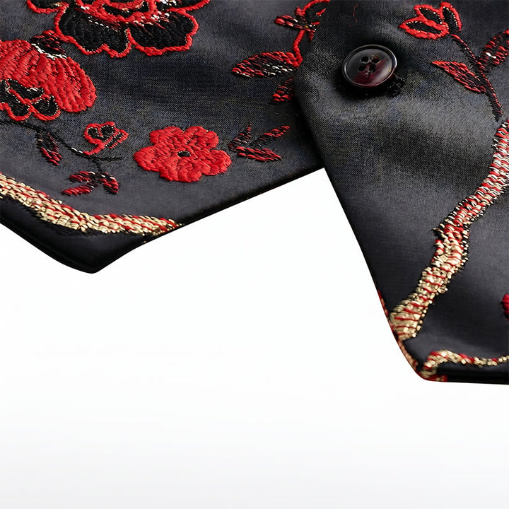 Gilet da uomo slim fit in jacquard con stampa floreale orientale - image 9