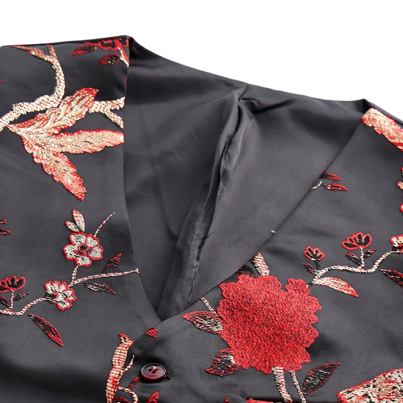 Gilet da uomo slim fit in jacquard con stampa floreale orientale - image 7