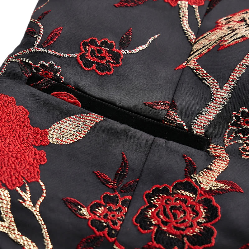 Gilet da uomo slim fit in jacquard con stampa floreale orientale - image 8