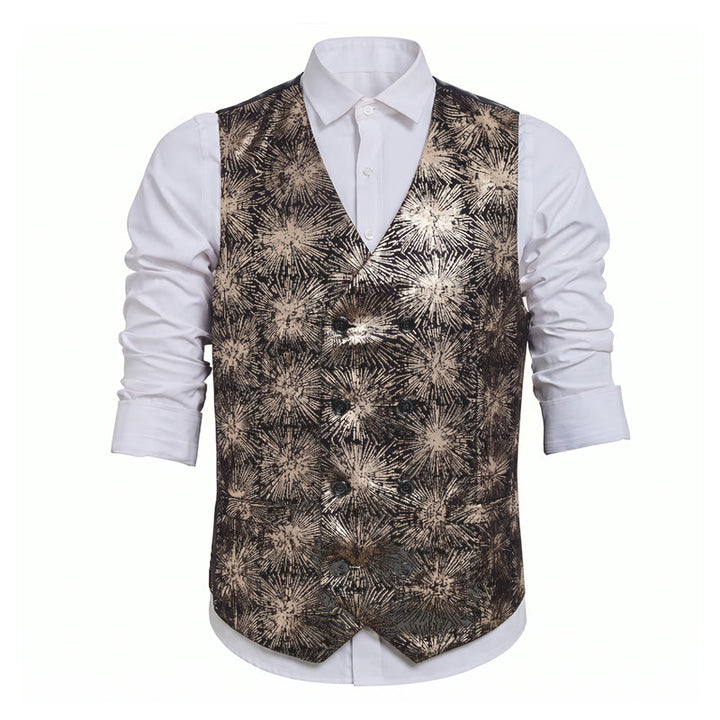 Gilet da completo doppiopetto da uomo con stampa di fuochi d'artificio lucidi - image 12