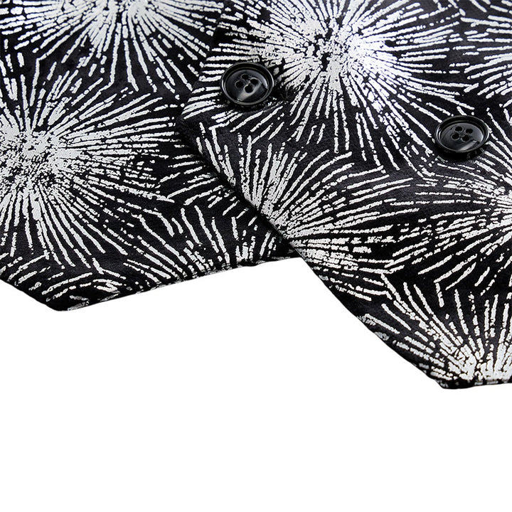 Gilet da completo doppiopetto da uomo con stampa di fuochi d'artificio lucidi - image 7