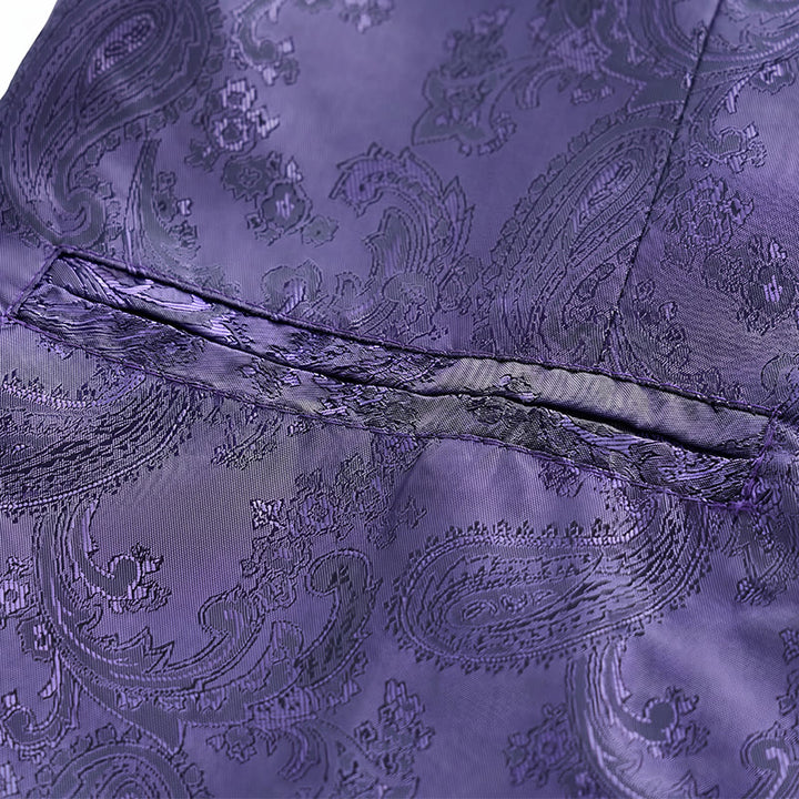 Completo da uomo 2 pezzi con motivo paisley lucido e papillon, gilet e papillon - image 11