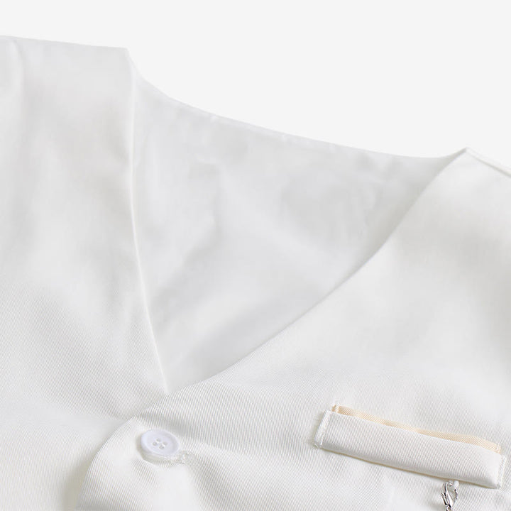 Gilet da uomo leggero, monopetto, con scollo a V, ideale per abiti da lavoro. - image 6