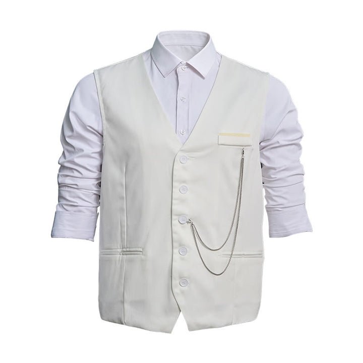 Gilet da uomo leggero, monopetto, con scollo a V, ideale per abiti da lavoro. - image 4