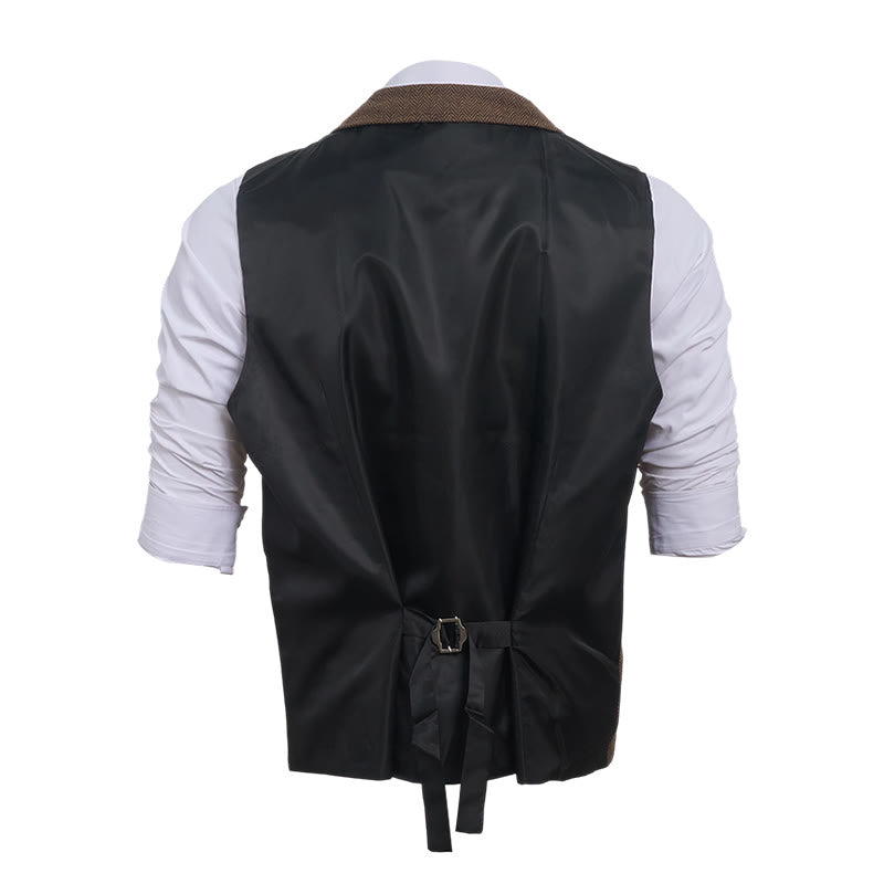 Gilet da uomo vintage in tweed a spina di pesce - image 13