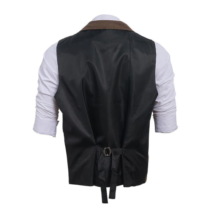 Gilet da uomo vintage in tweed a spina di pesce - image 13