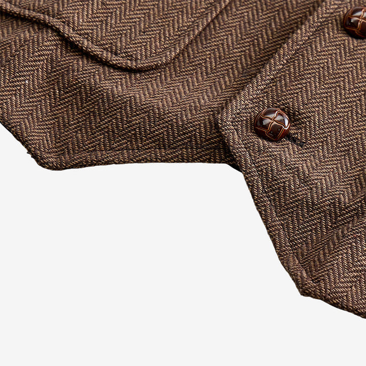 Gilet da uomo vintage in tweed a spina di pesce - image 10