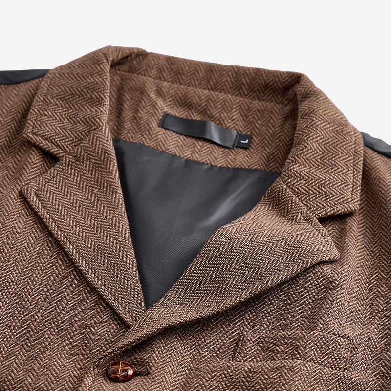 Gilet da uomo vintage in tweed a spina di pesce - image 8