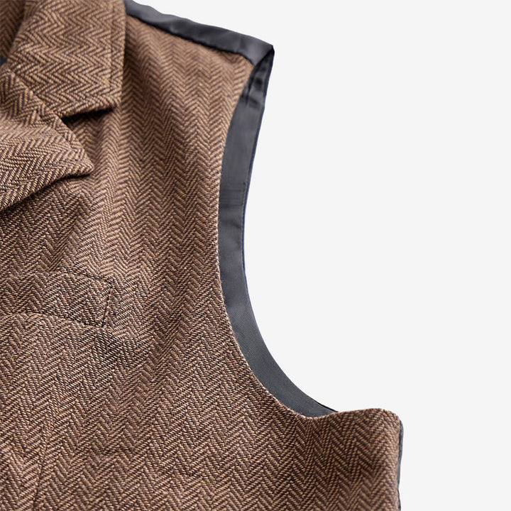 Gilet da uomo vintage in tweed a spina di pesce - image 11