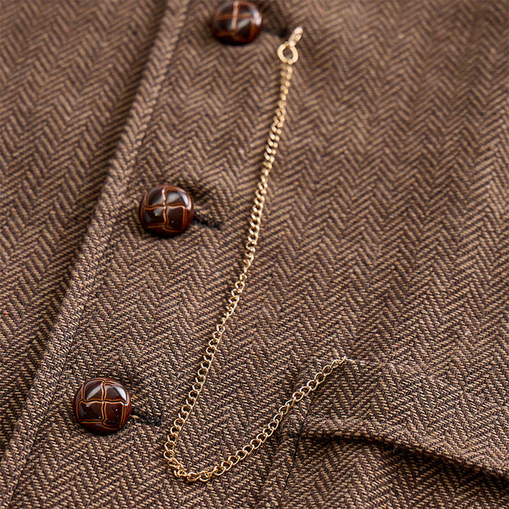 Gilet da uomo vintage in tweed a spina di pesce - image 9