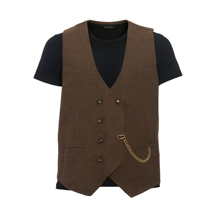 Gilet da completo doppiopetto da uomo in stile britannico retrò - image 9