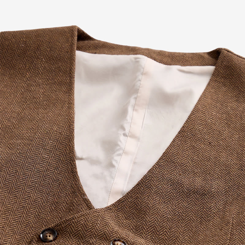 Gilet da completo doppiopetto da uomo in stile britannico retrò - image 4