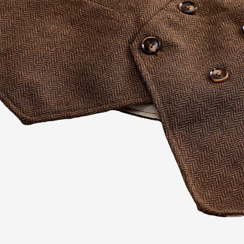 Gilet da completo doppiopetto da uomo in stile britannico retrò - image 7
