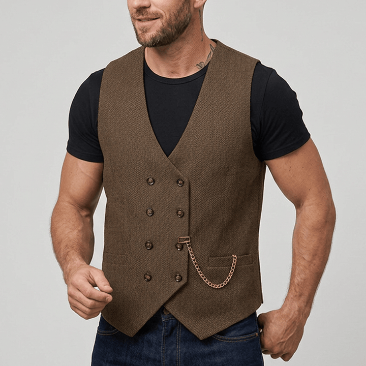 Gilet da completo doppiopetto da uomo in stile britannico retrò - image 3
