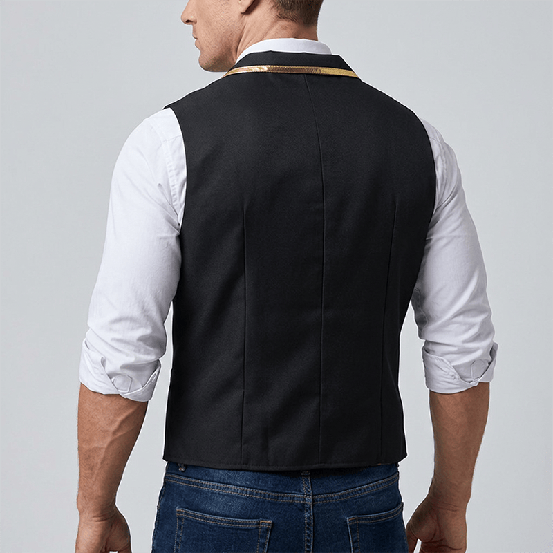 Gilet da uomo in stile vittoriano con finiture dorate, perfetto per un abito da corte britannico. - image 2